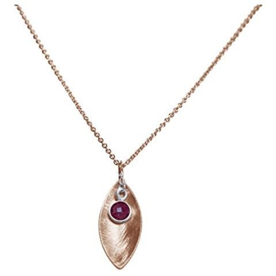 Collana - Ciondolo - Argento 925 - Placcato Oro Rosa 18k - Marquise - Rubino - Rosso - 45 Cm