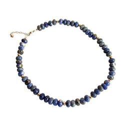 Collana - Placcato Oro 18k - Lapislazzuli - Sfacettato - Azzurro - 45 Cm en oferta