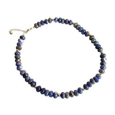 Collana - Placcato Oro 18k - Lapislazzuli - Sfacettato - Azzurro - 45 Cm
