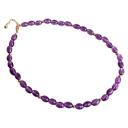 Donna - Collana - Placcato Oro 14k - Ametista - Viola - Ovale - Sfaccettato - 45 Cm precio