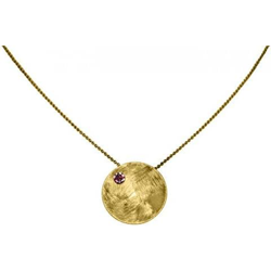 Collana - Ciondolo - Argento 925 - Placcato Oro 18k - Disco - Granato - Rosso - 45 Cm características