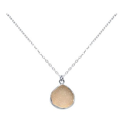Donna - Collana - Ciondolo - Argento - 925 Sterling Argento - Drusi - Quarzo Rosa - 45 Cm