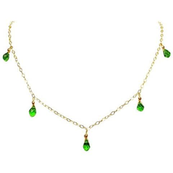 Donna - Collana - Placcato Oro 14k - Peridoto - Goccia - Verde - Quarzo - 60 Cm - Lunghezza Regolabile características