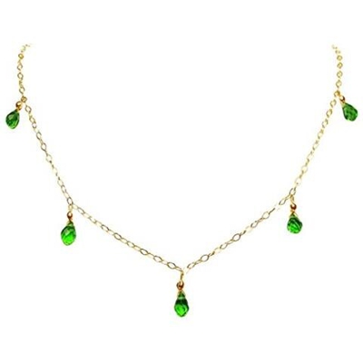 Donna - Collana - Placcato Oro 14k - Peridoto - Goccia - Verde - Quarzo - 60 Cm - Lunghezza Regolabile