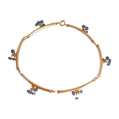Donna - Braccialetto - Placcato Oro 14k - Zaffiro - Azzurro