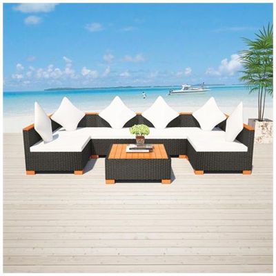 Set Divani Da Giardino 21 Pz In Polirattan E Legno Wpc Nero