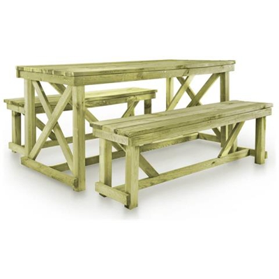 Set Da Pranzo Per Esterni 3 Pz In Legno Fsc