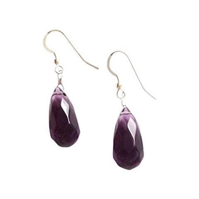 Donna - Orecchini - Placcato Oro 14k - Ametista - Viola - 2 Cm