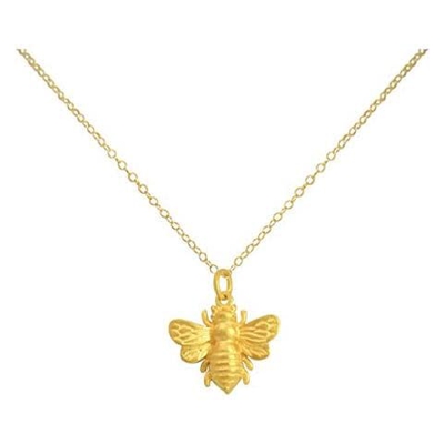 Donna - Collana - Ciondolo - 925 Sterling Argento - Placcato Oro 18k - Bee - Ape - 45 Cm