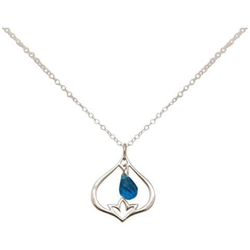 Donna - Collana - Ciondolo - Argento 925 - Fiore Di Loto - Quarzo De Topazio - Lacrima - Goccia - Azzurro - Yoga - 45 Cm en oferta