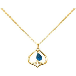 Donna - Collana - Ciondolo - Argento 925 - Placcato Oro 18k - Fiore Di Loto - Quarzo De Topazio - Lacrima - Goccia - Azzurro - Yoga - 45 Cm en oferta