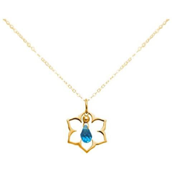 Donna - Collana - Ciondolo - Argento 925 - Placcato Oro 18k - Fiore Di Loto - Mandala - Quarzo De Topazio - Lacrima - Goccia - Azzurro - Yoga - 45 Cm en oferta