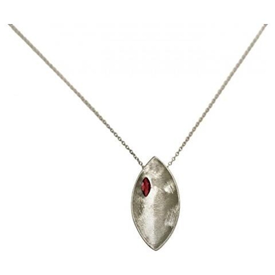Collana - Ciondolo - Argento 925 -marquise - Granato - Rosso - 45 Cm