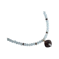 Donna - Collana - Ciondolo - Pendente - Placcato Oro 14k - Acquamarine - Azzurro - Quarzo Fume - Sfaccettato - 45 Cm en oferta