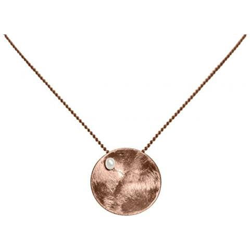 Collana - Ciondolo - Argento 925 - Placcato Oro Rosa 18k - Disco - Perla - Bianco - 45 Cm en oferta