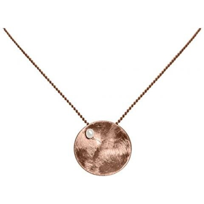 Collana - Ciondolo - Argento 925 - Placcato Oro Rosa 18k - Disco - Perla - Bianco - 45 Cm