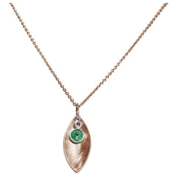 Collana - Ciondolo - Argento 925 - Placcato Oro Rosa 18k - Marquise - Smeraldo - Verde - 45 Cm precio