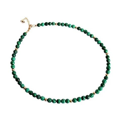 Donna - Collana - Placcato Oro 14k - Malachite - Verde - Sfaccettato - 45 Cm