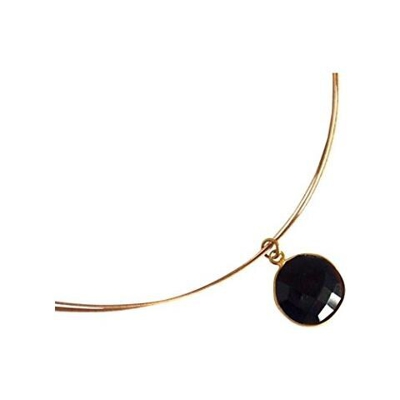 Donna - Collana - Argento - 925 Sterling Argento - Placcato Oro 18k - Onice - Nero - Candy - 45 Cm