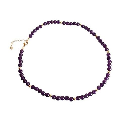 Donna - Collana - Placcato Oro 14k - Ametista - Viola - Sfaccettato - 45 Cm