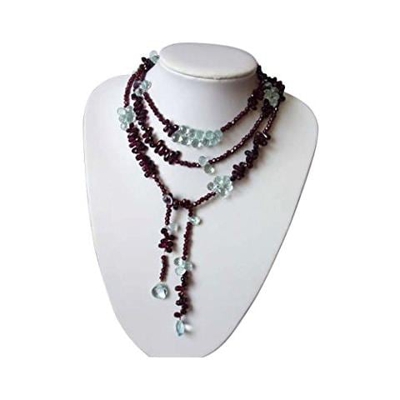 Donna - Collana - Quarzo Acquamarine - Azzurro - O - Rosso - Goccia - 130 Cm