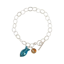 Donna - Braccialetto - Argento 925 - Pesce - Azzurro - Made With Swarovski Elements® - 3 Cm en oferta