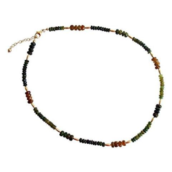 Donna - Collana - Placcato Oro 14k - Tourmaline - Verde - Arancione - Sfaccettato - 45 Cm en oferta
