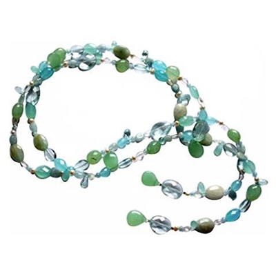 Donna - Collana - Acquamarina - Perline - Azzurro - Bianco - 120 Cm