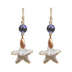 Donna - Oreccini - Placcato Oro Rosa 18k - Stella Di Mare - Rosa - Viola - Made With Swarovski Elements® - 3,5 Cm precio