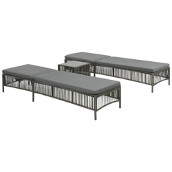 Set Lettino Da Giardino 5 Pz In Polyrattan Grigio precio
