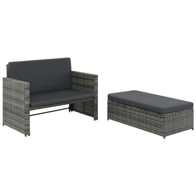 Set Divani Da Giardino 5 Pz In Polyrattan Grigio