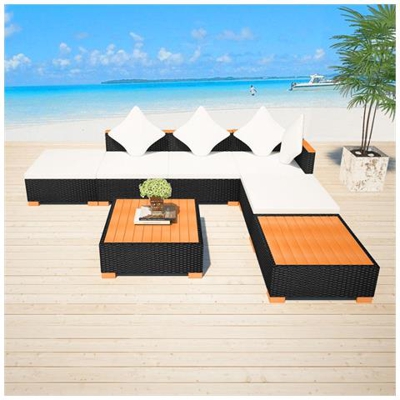 Set Divani Da Giardino 16 Pz In Polirattan E Legno Wpc Nero