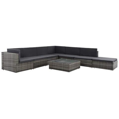 Set Divani Da Giardino 23 Pz In Polyrattan Grigio