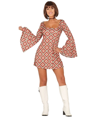 Costume vestito disco a rombi per donna