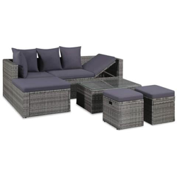 Set Divani Da Giardino 14 Pz In Polyrattan Grigio en oferta