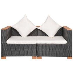 Set Divano Da Giardino 6 Pz In Polirattan E Legno Wpc Nero en oferta