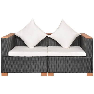 Set Divano Da Giardino 6 Pz In Polirattan E Legno Wpc Nero