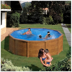 Piscina Fuori Terra Circolare In Metallo Effetto Legno en oferta