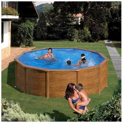 Piscina Fuori Terra Circolare In Metallo Effetto Legno