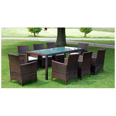 17 Pz Set Mobili Da Giardino In Polirattan Marrone