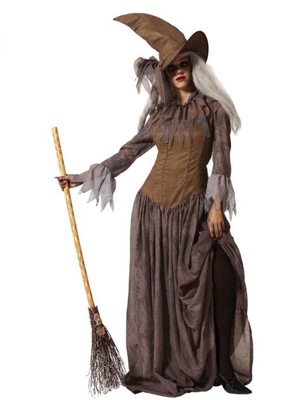 Costume da strega con cappello marrone donna