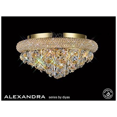 Inspired Diyas - Alexandra - Plafoniera A Filo 6 Luci Oro Francese, Cristallo