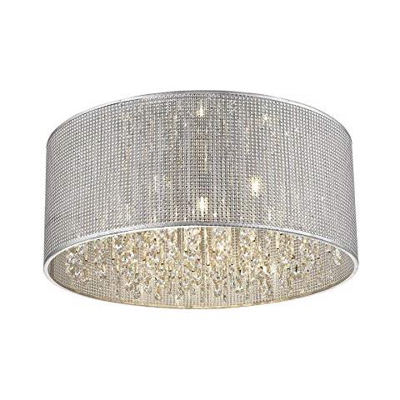 Plafoniera A Filo Piccola A 6 Luci Argento, Cristallo, G9