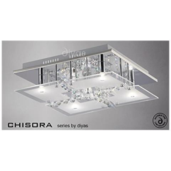 Inspired Diyas - Chisora - Filo A Soffitto A 5 Luci Cromo Lucido, Vetro, Cristallo en oferta