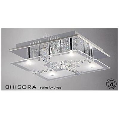 Inspired Diyas - Chisora - Filo A Soffitto A 5 Luci Cromo Lucido, Vetro, Cristallo