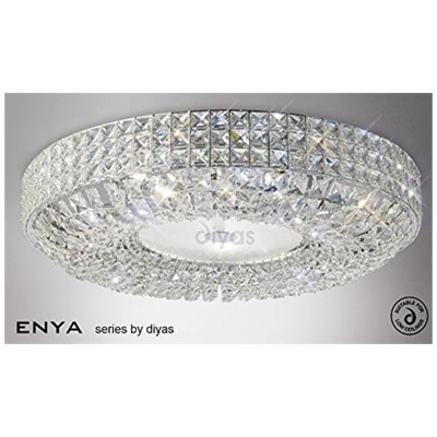 Inspired Diyas - Enya - Filo A Soffitto 9 Luci Cromo Lucido, Cristallo