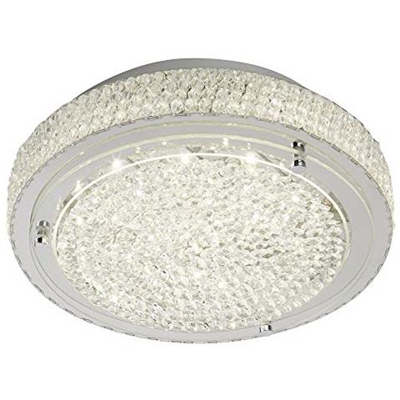Searchlight Flush - Plafoniera Led Tonda A Filo Cromata Con Centro In Cristallo