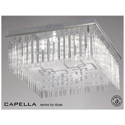 Inspired Diyas - Capella - Filo A Soffitto A 8 Luci Cromo Lucido, Vetro en oferta