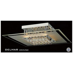 Inspired Diyas - Delmar - Quadrato A Filo Soffitto A 6 Luci Cromo Lucido, Vetro, Cristallo características