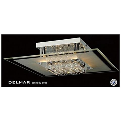 Inspired Diyas - Delmar - Quadrato A Filo Soffitto A 6 Luci Cromo Lucido, Vetro, Cristallo